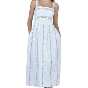 Fanm Mon Catherine midi dress embroidered cottagecore collaboration szS